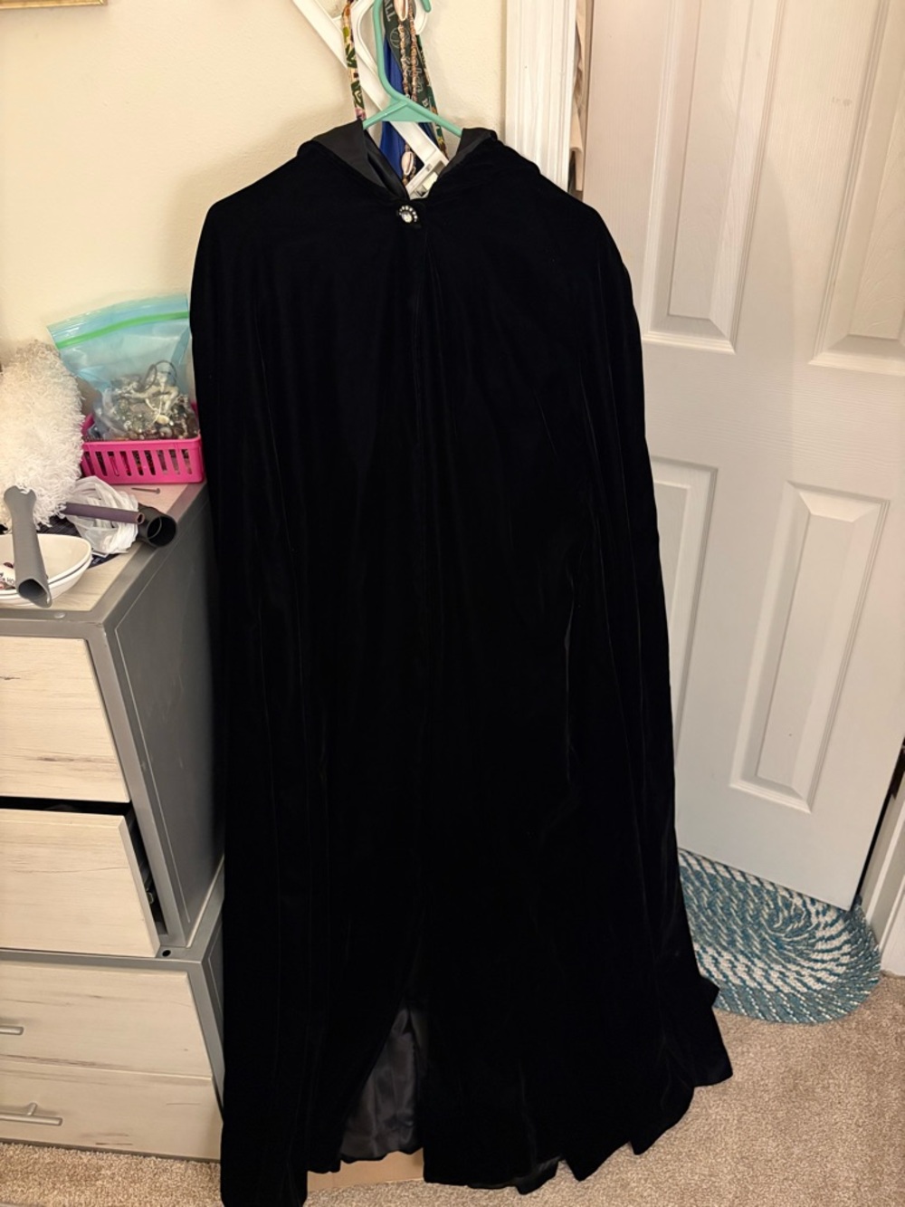 Black Velvet Hooded Cloak Cape